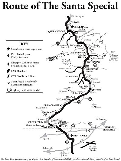 Kingsport Area Chamber of Commerce Santa Train Route